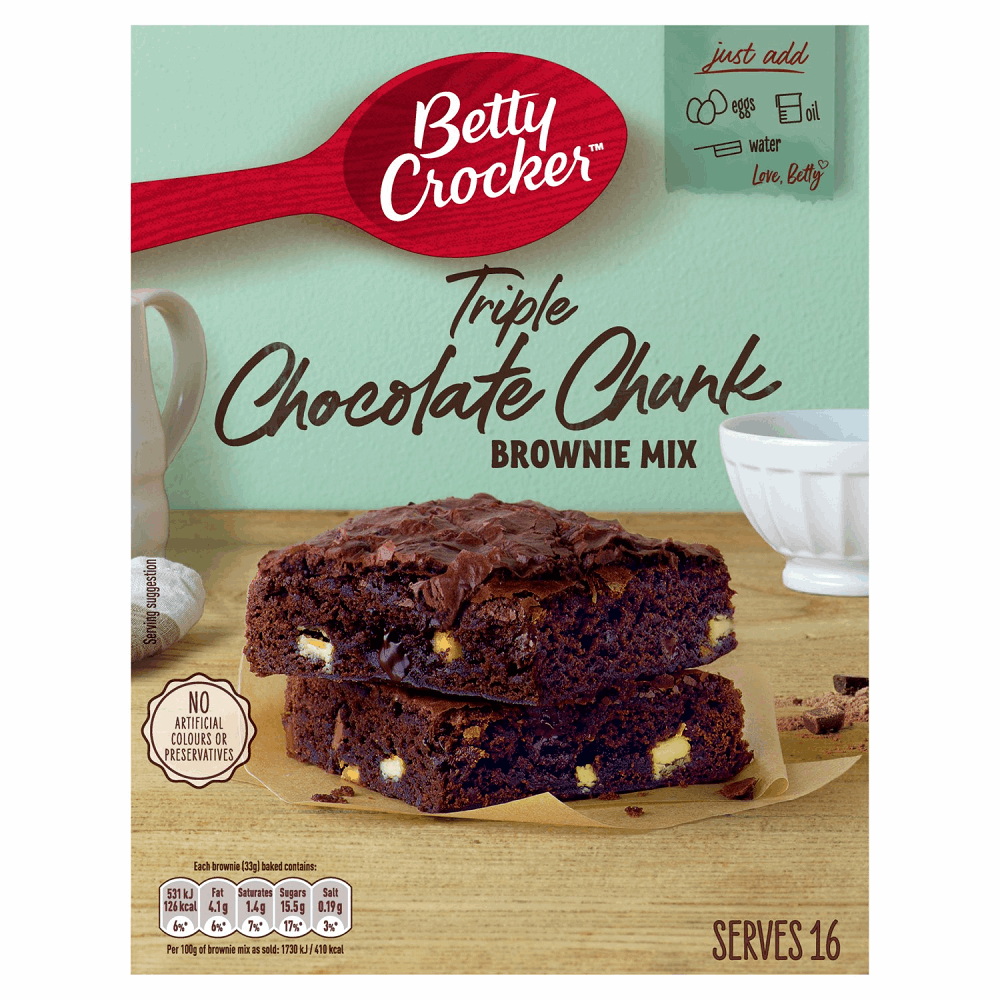 Betty Crocker Triple Chocolate Chunk Brownie Mix 415g By British Store ...