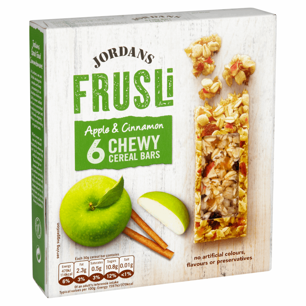 Jordans Frusli Apple & Cinnamon Chewy Cereal Bars 6 x 30g (180g) by