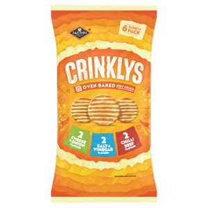 Jacob's Crinklys Variety Multipack Snacks 6 Pack 6x23g Image