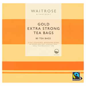 Waitrose Fairtrade Gold Extra Strong 80 Tea Bags 250g Image