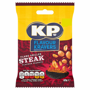 KP Flavour Kravers Flame Grilled Steak Peanuts 65g Image