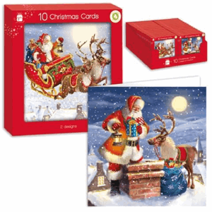 Boxed Christmas Cards Outdoor Santa 10pk Image