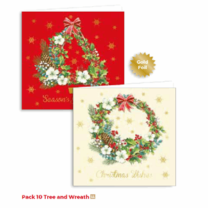 Boxed Christmas Cards Tree & Wreath 10 pack Image