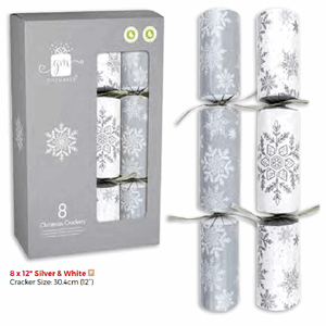 Christmas Crackers Silver & White 8 x 12