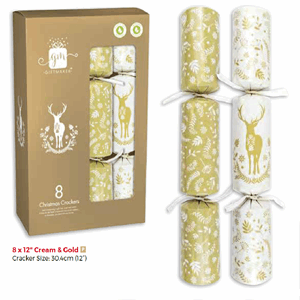 Christmas Crackers Cream & Gold 8 x 12