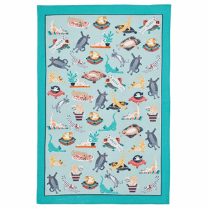 Ulster Weavers Cotton Tea Towel - Kitty Cats (Blue) Image