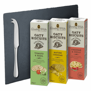 Grandma Wild's Savoury Biscuits For Cheese With Slate Board & Knife Box 390g Image