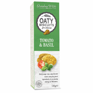 Grandma Wild's Oaty Biscuits Mature Cheese Tomato & Basil Biscuits Box 130g Image