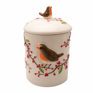 Grandma Wild's Christmas Robin & Berries Ceramic Jar 150g Image