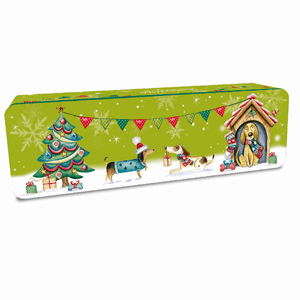 Grandma Wild's Embossed Christmas Dogs Party Tin with Clotted Cream Shortbread Biscuits 200g Image