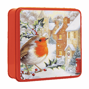 Grandma Wild's Embossed Snowy Robin Square Tin 160g Image