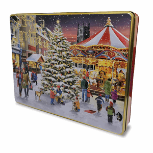 Grandma Wild's Embossed Christmas Market Scene Tin 600g Image