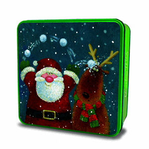 Grandma Wild's Embossed Jolly Santa & Reindeer Tin 160g Image