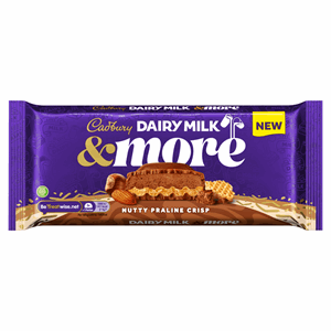 Cadbury Dairy Milk &More Nutty Praline Crisp Milk Chocolate Bar 180g Image